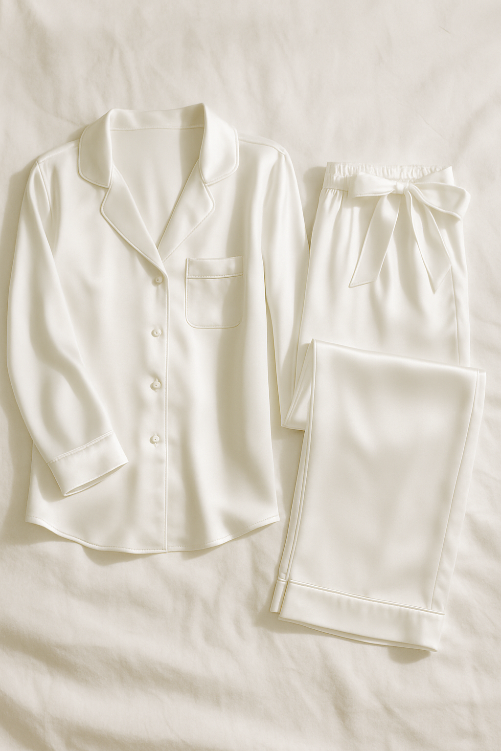 White Bridal Silk Pajama Set – Luxurious Gift - Image 3